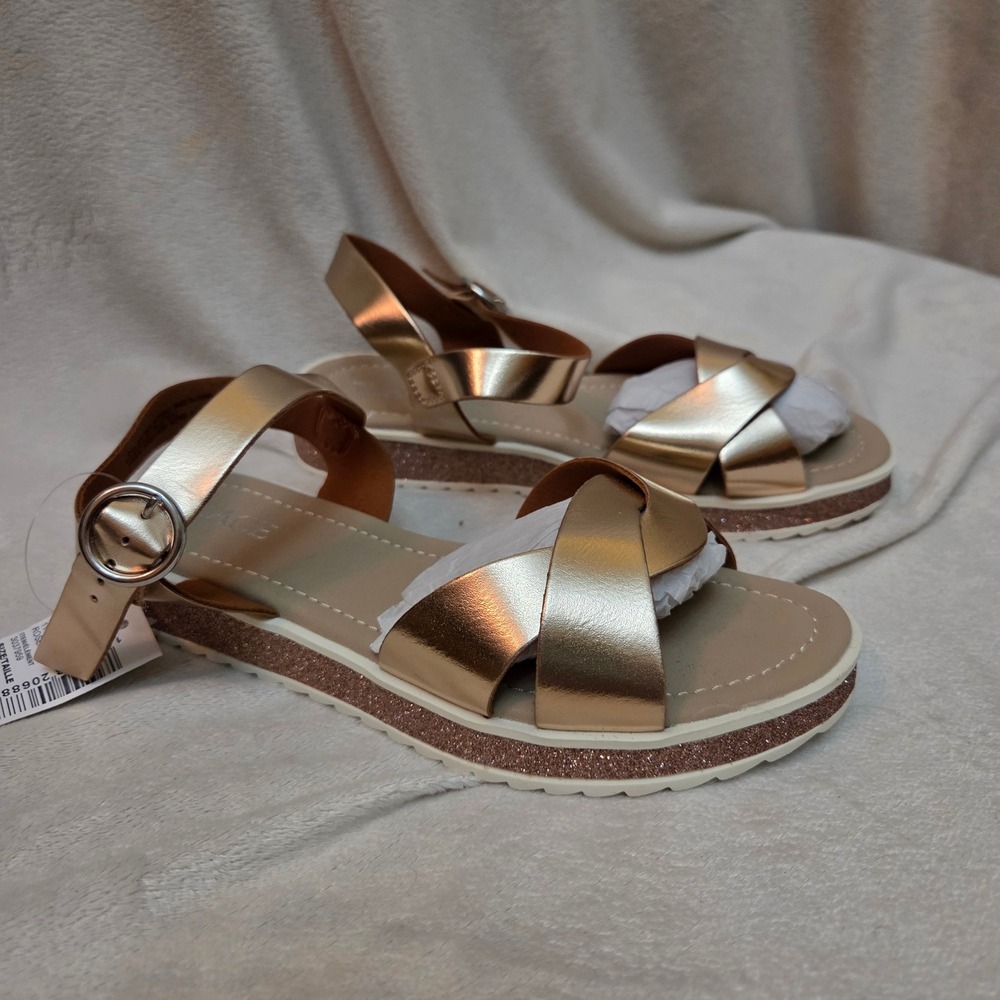 The Children's Place Youth Rose Gold Metallic Glitter Sandals Size 2 NEW